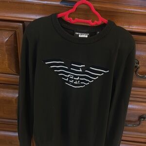 Emporio Armani Black Sweater with Iconic Eagle Design